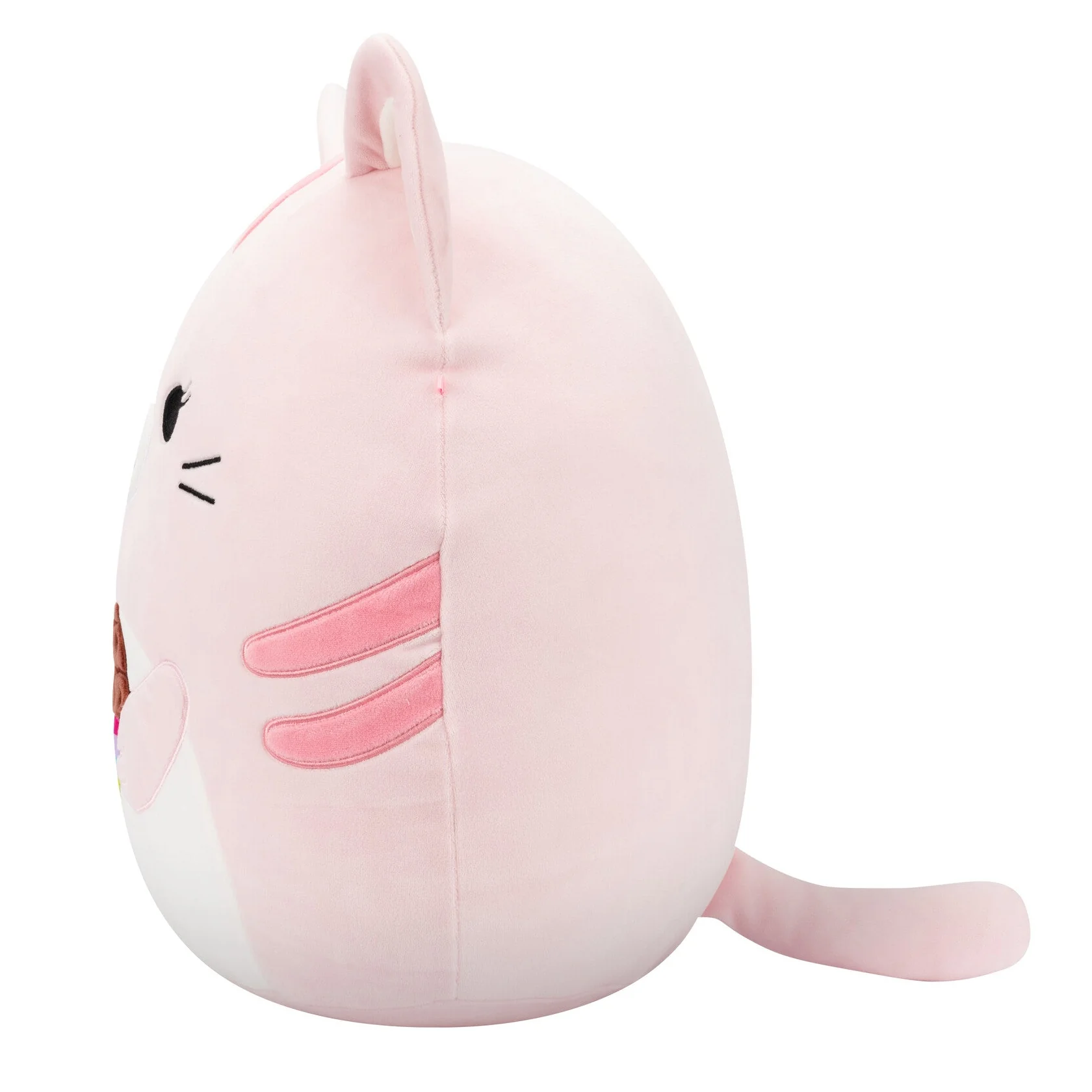 14-Inch Laura the Pink Tabby Cat Holding Birthday Cupcake - Image 3