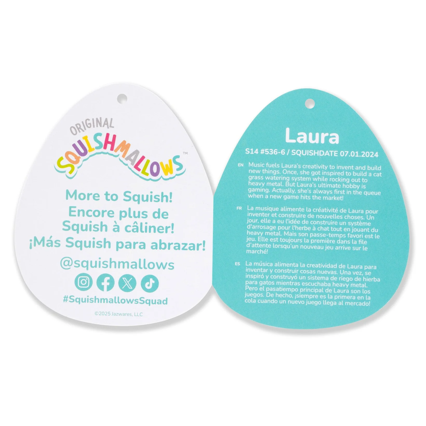 14-Inch Laura the Pink Tabby Cat Holding Birthday Cupcake - Image 6